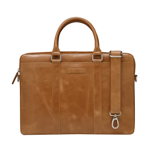 dbramante1928 - Nordborg Laptoptasche 15 Zoll für Damen & Herren - Aktentasche mit abnehmbarem & verstellbarem Schultergurt - Aus echtem Vollnarbenleder - Tan N.E. (2nd Gen) von dbramante1928