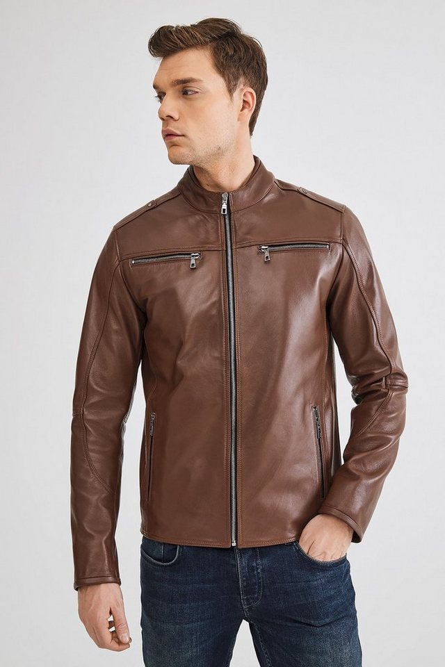 dc Dericompany Lederjacke BD01276 Herren Lammlederjacke "Bernad" in Braun, Übergangsjacke, Bikerjacke von dc Dericompany