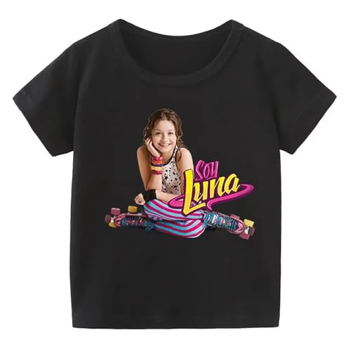 Cartoon Soy Luna Children's T-Shirt Funny Pink T-Shirts Baby Gilrs Summer Children for Kids Tops Clothes Black XXL von ddAWESDXZ
