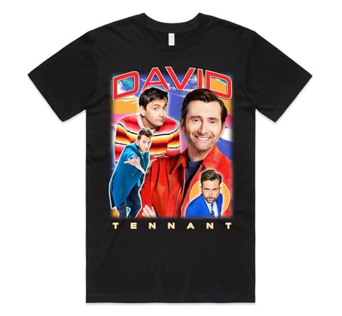 David Tennant Homage T-Shirt Top 90's Retro TV Show Icon Legend Doctor Gift Black M von ddAWESDXZ