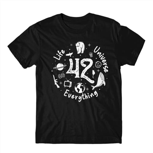 The Hitchhikers Guide to The Galaxy Tshirt Mai42 Life Universe and Everything2 Unique Crewneck Cotton for Men Shirts Black M von ddttrrRREERWK