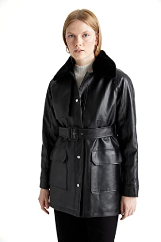 DeFacto Kunstleder Jacke Damen Black,XS von DeFacto