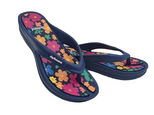 DeFonseca Ischia Super Damen-Flip-Flops aus Gummi für Haus, Meer und Strand, Flipflop mit Keilabsatz, dunkelblau, 40 EU von de fonseca