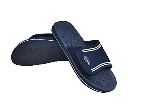 DeFonseca Klassische Herren-Hausschuhe Amalfi mit Klettband, anatomische Sohle extra leicht und kratzfester Boden, Slippers für Haus, Meer, Pool und Garten, blau, 44/45 EU von DeFonseca