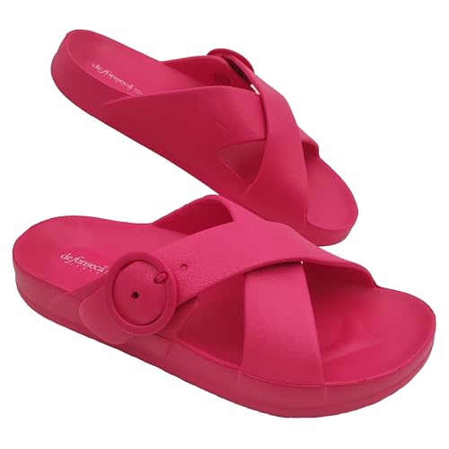 DeFonseca Modell Portofino Damen-Hausschuhe für den Sommer, mit doppeltem Band aus EVA-Gummi, für Haus, Strand und Pool, fuchsia, 38 EU von de fonseca