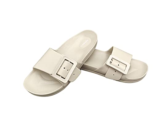 DeFonseca Original Modell Sestrip Hausschuhe für Damen mit verstellbarem Gummiband für Haus Garten Strand Pool Qualität italienische Marke, cremefarben, 40 EU von de fonseca