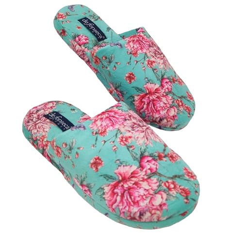 de fonseca Tropical Wonderful K?nstlerische Hausschuhe f?r Damen, Winterhausschuhe aus First Choice Baumwolle, bequeme und waschbare Hausschuhe f?r Zuhause, erstklassige Mode, Aquamarin, 38/39 EU von de fonseca