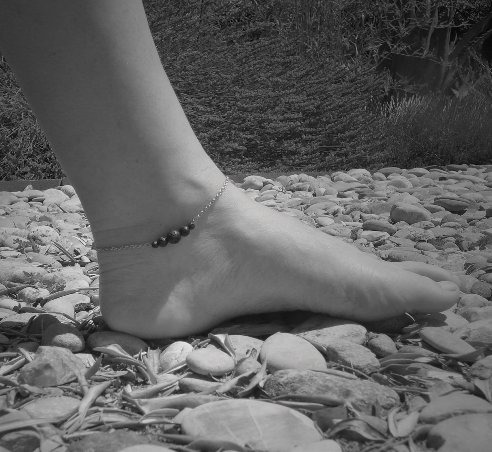 Lavastein-Fußkettchen, Lavasteinperlen in Verschiedenen Größen, Edelstahlkette Und -Finish, Naturstein, Fußkettchen Aus Stahl von deBATjes