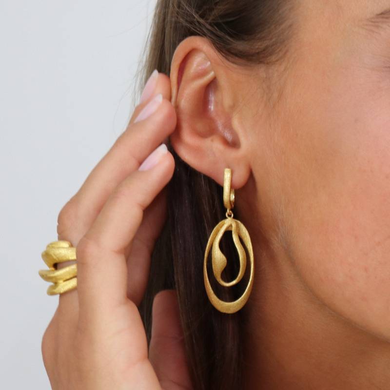 Ohrhänger Gold, Ausgefallenes Design, Goldschmiede Handarbeit, Top Geschenkidee Für Die Liebste 925 Silber Mit 18Kt Vergoldung, Boho Style von deTempleSchmuck