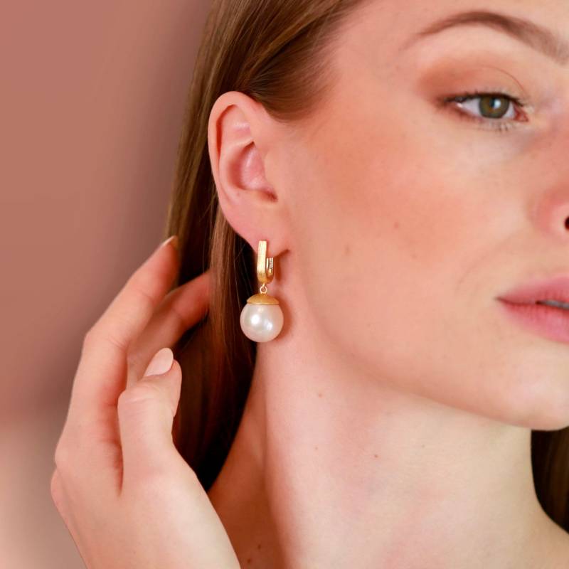 Perlen Ohrringe Gold Edles Design 925 Silber 18Kt Vergoldung Von Hand Gearbeitet, Top Schmuck Geschenk Für Die Beste Freundin, Brautschmuck von deTempleSchmuck