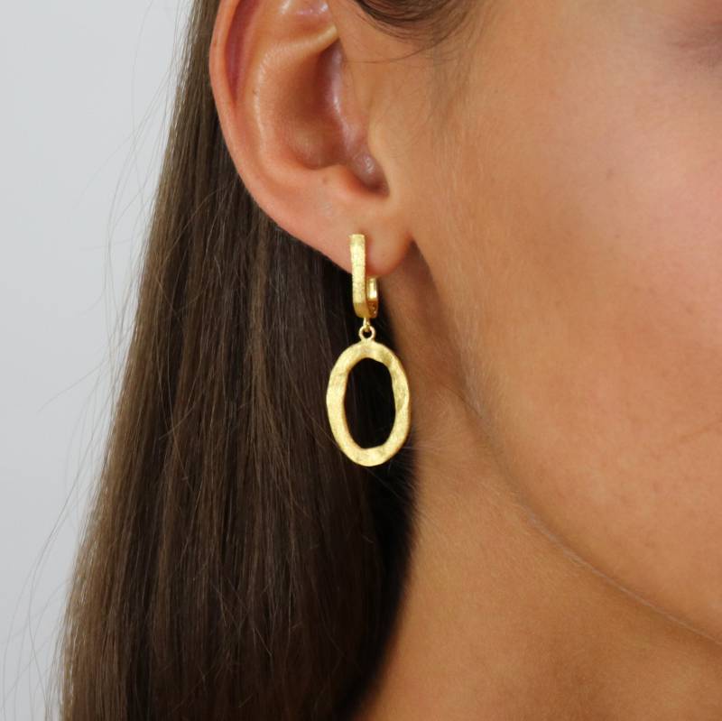 Ohrring Gold Handarbeit Design Für Jeden Tag, Ice Matte Oberfläche, 925 Silber 18 Karat Vergoldet, De Temple Signiert von deTempleSchmuck