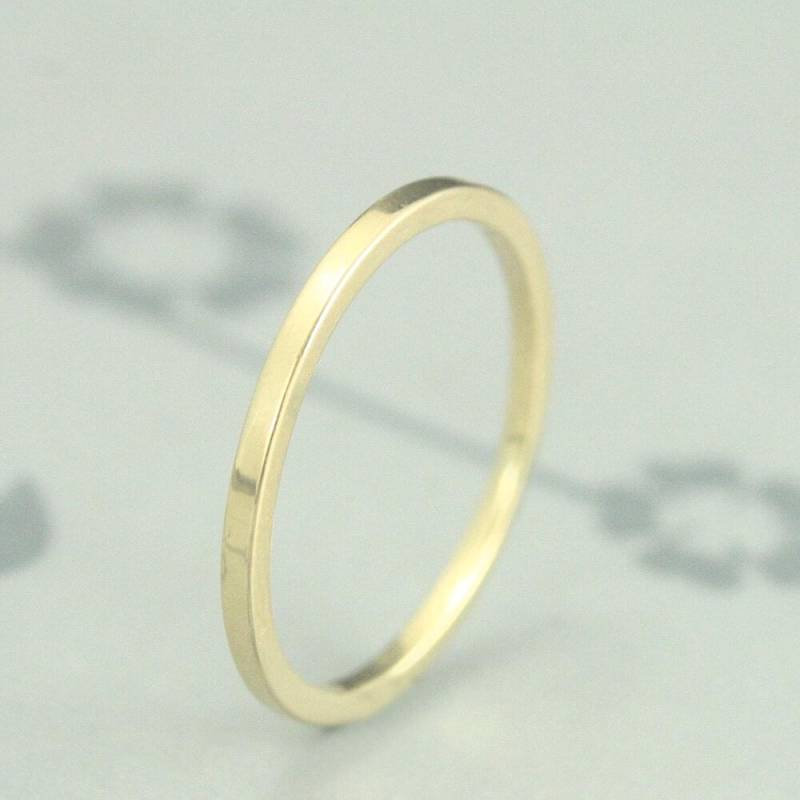 1, 5 Mm Vierkantring 18K Gold Ehering Dünner Flacher Spacer Ring Dünnes Goldband Vierkant Goldring Stapelring Massiv von debblazer
