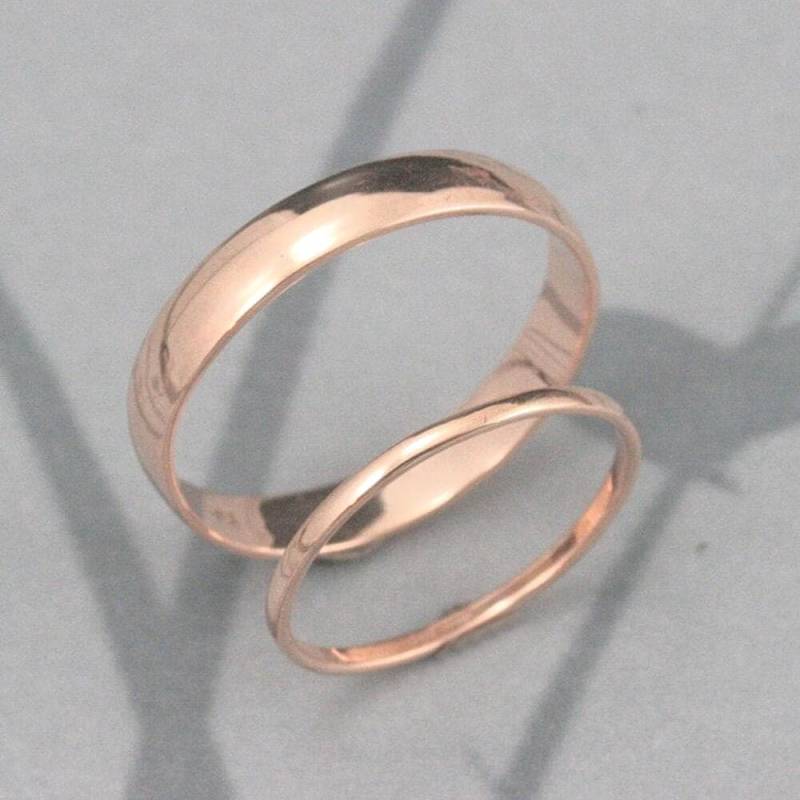 14K Gold Hochzeitsset Seine Und Sie Bands Eheringe Traditionelle Bänder Rosegold Ringe & Trauringe Blazer Kunst von debblazer