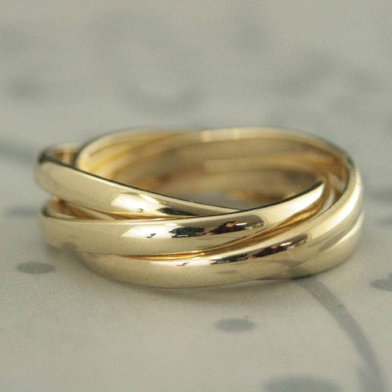 4 Band Rollring Hochzeitsband 14K Gold Rolling Ring Verriegelung Infinity von debblazer