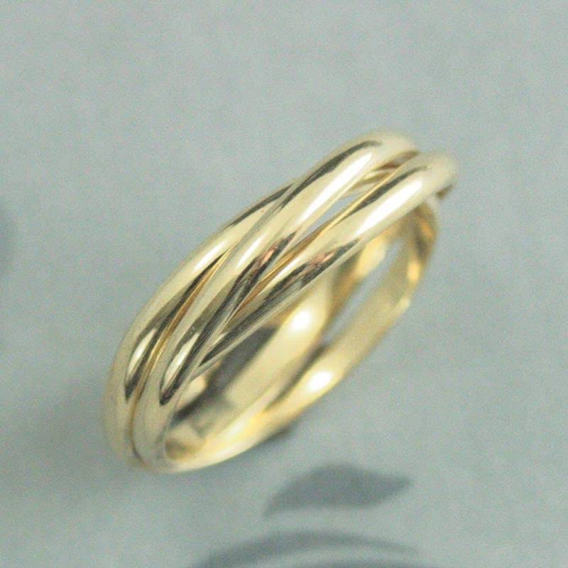 Fidget Ring Massiv 14K Rollring Gold Verzahnungsring Drei 2 Mm Breit Halbrunde Bänder Ehering von debblazer