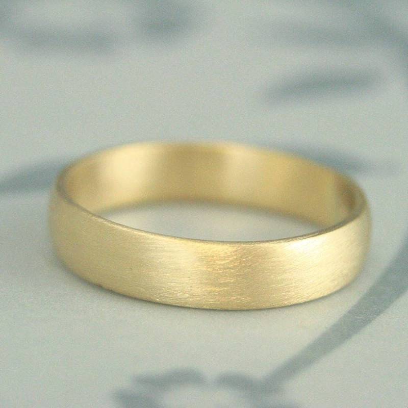 Gebürsteter Goldring 18K Herrenring Schlichter Ehering 5 Mm Breit Band Halbrunder Ring Trauring Goldband Herren von debblazer