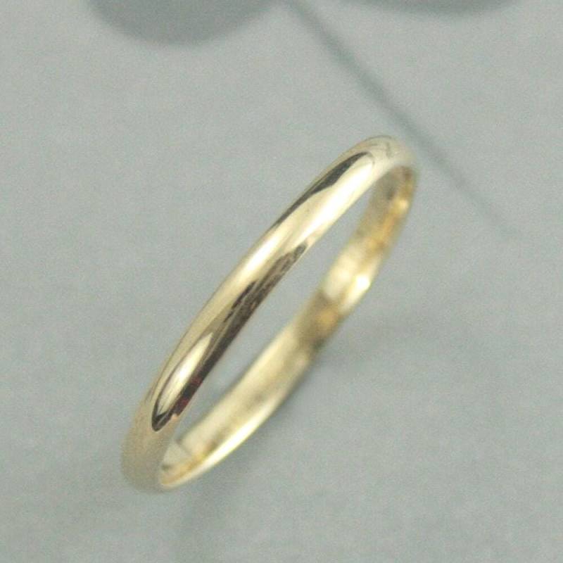 Gelbgold Ehering - Dünnes 10K Gold Band Damen Solides Handgemachter Halbrunder von debblazer