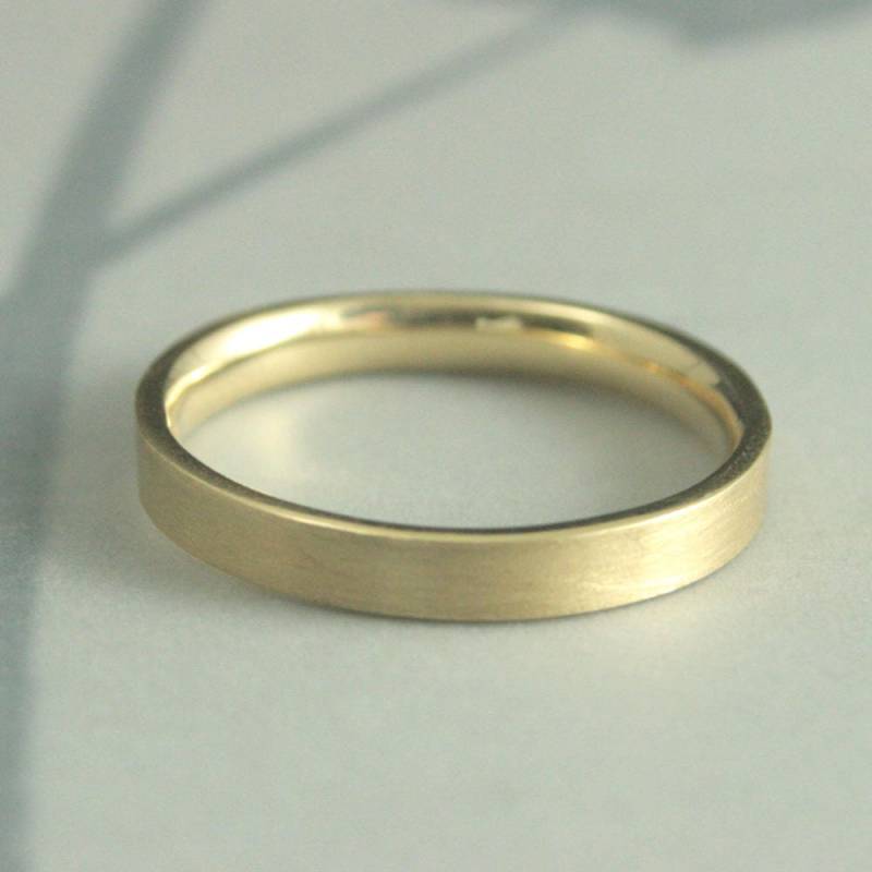 Gold Ehering Comfort Fit Ring 14K Band Herren Damen Recycling 3 Mm Flache Kante von debblazer