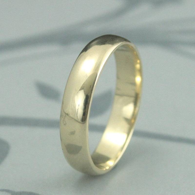 Goldring Gold Ehering Gelbgold Traditionelle Handgefertigte Recycling Ring Abgerundet Herrenring Schlichtes Goldband 5 Mm von debblazer