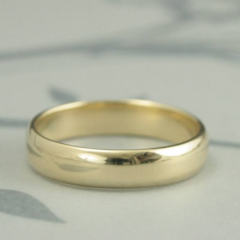 Herren Goldring Gold Ehering Traditioneller Handgemachter Massiv 14K 5 Mm Abgerundet Schlichter Jane von debblazer