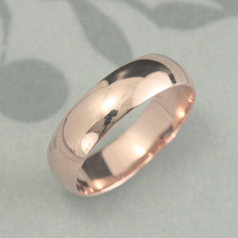 Herrenring Massiv 14K Rosegold Ring Halbrund Band 6 Mm Breit Ehering Herren Breiter Massiv von debblazer