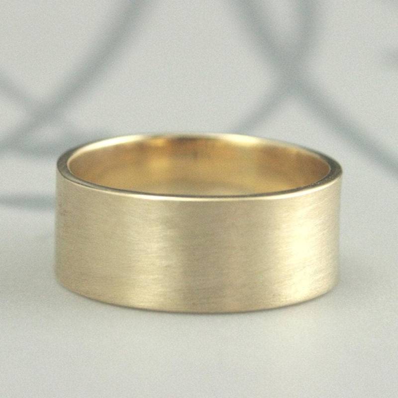 Massives 14K Gold Breites Flaches Band Rohrkantenband Zigarrenband Herren Ehering Goldfarbe Ihrer Wahl Handgefertigt Nach Größe von debblazer