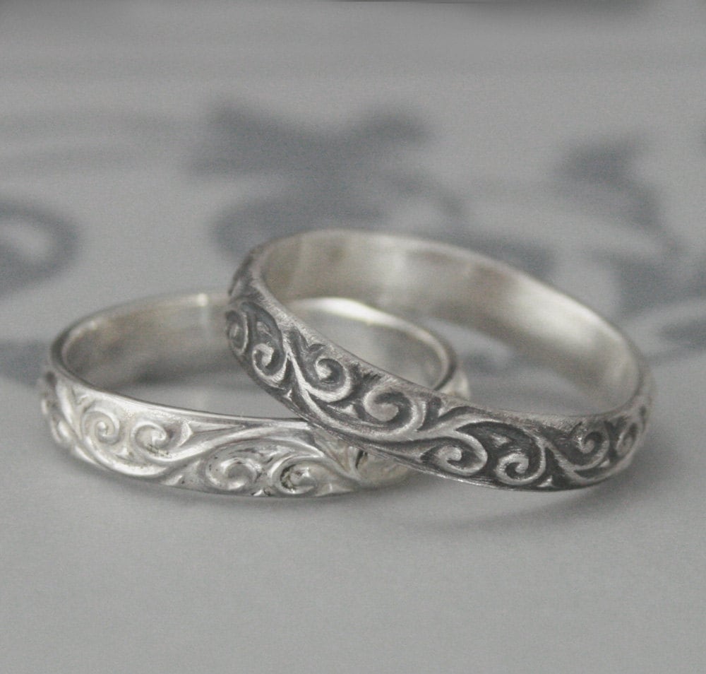 Ring Silber Ehering Muster Herren Swirl Design Erschwinglicher Flourish Le Femme Great von debblazer