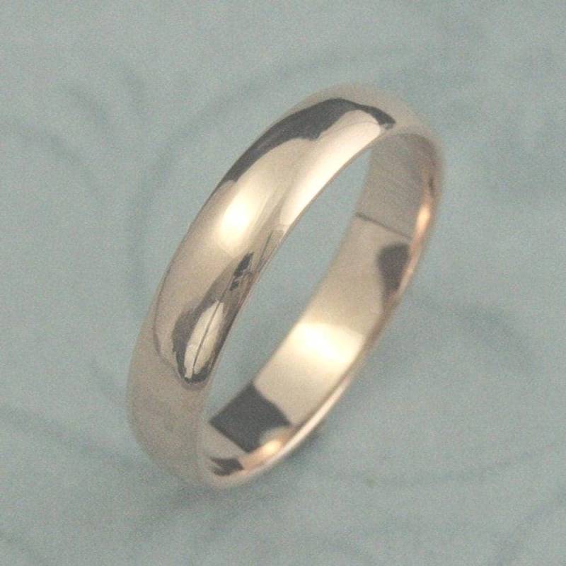 Rosegold Ehering Herren 5 Mm Breit Halbrund Band Traditioneller Ring Moderne Recycelter Bräutigam Einfacher 14K von debblazer