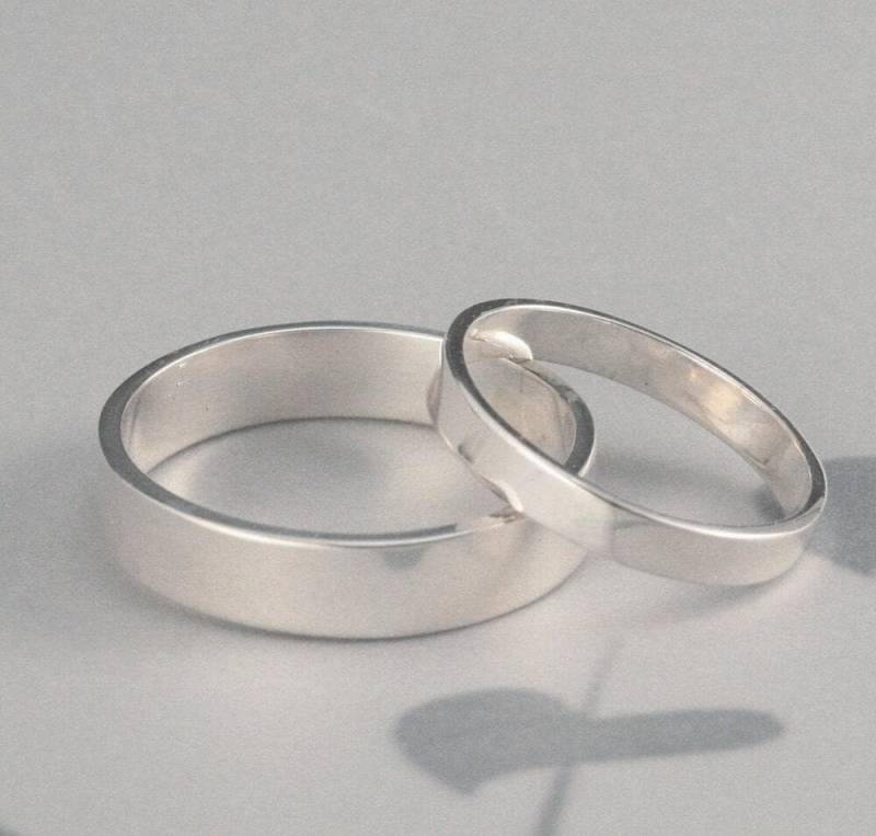 Silber Ehering SetHis & Hers BandsGerade Und Schmale Sterling Set Nach Maß in Ihre Größen von debblazer