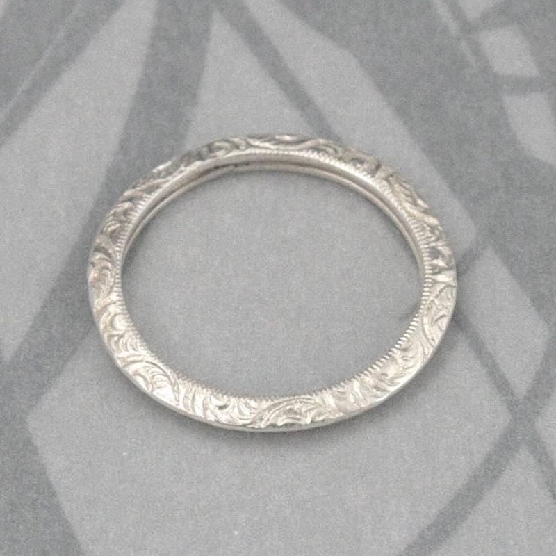 Silber Ring Graviert , Ehering Für Frauen, Ring, Messer Mit Prägung Swirl Muster von debblazer