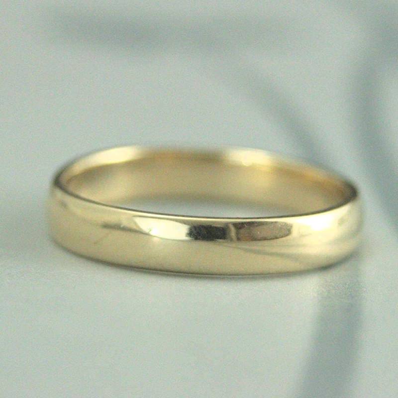 Traditioneller Ehering~14K Gold Ehering~Plain Jane 4 Mm Mal 1.5 Mm~Herren Ehering~Damen Ehering~Abgerundeter Ring~Halbrunder Band von debblazer