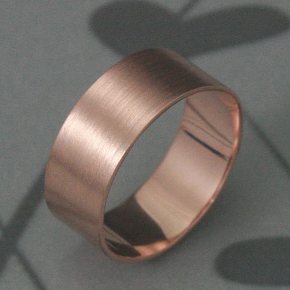 Wide Solid 14K Gold Band - 8mm Breites Flachband Perfekter Ehering Pfeifen- Oder Zigarrenband Ihre Wahl Der Goldfarbe von debblazer