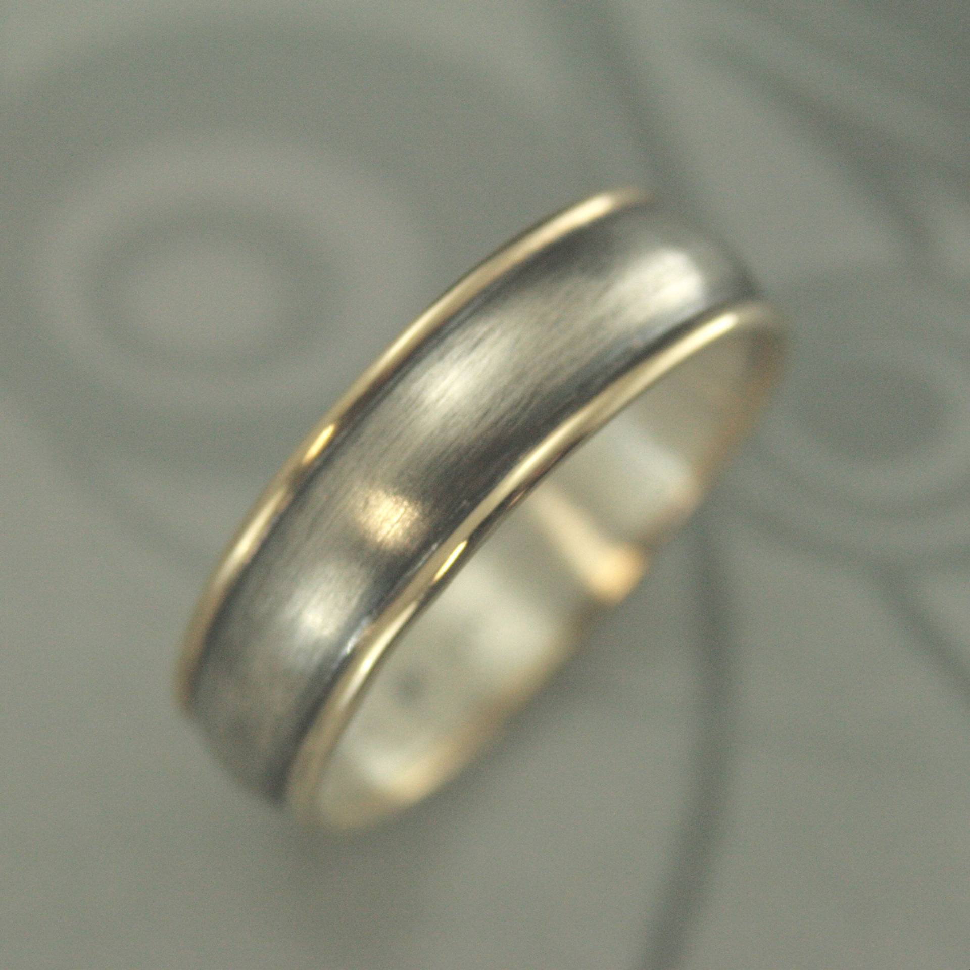 Zweifarbiger Ring 14K Gold Und Sterling Silber Handgemachter Ehering Für Sie Oder Ihn 6mm Breit Comfort Fit Hauch Von Einzigartiger von debblazer