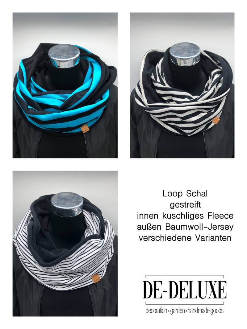 Loop Damen Schal/Wickelschal Gestreift Mit Fleece Verschiedene Farben von dedeluxedekoration
