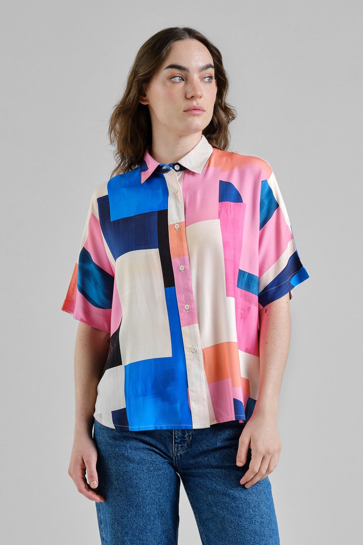 Bluse Alsvik Abstract Block Multi Color Rosa von dedicated