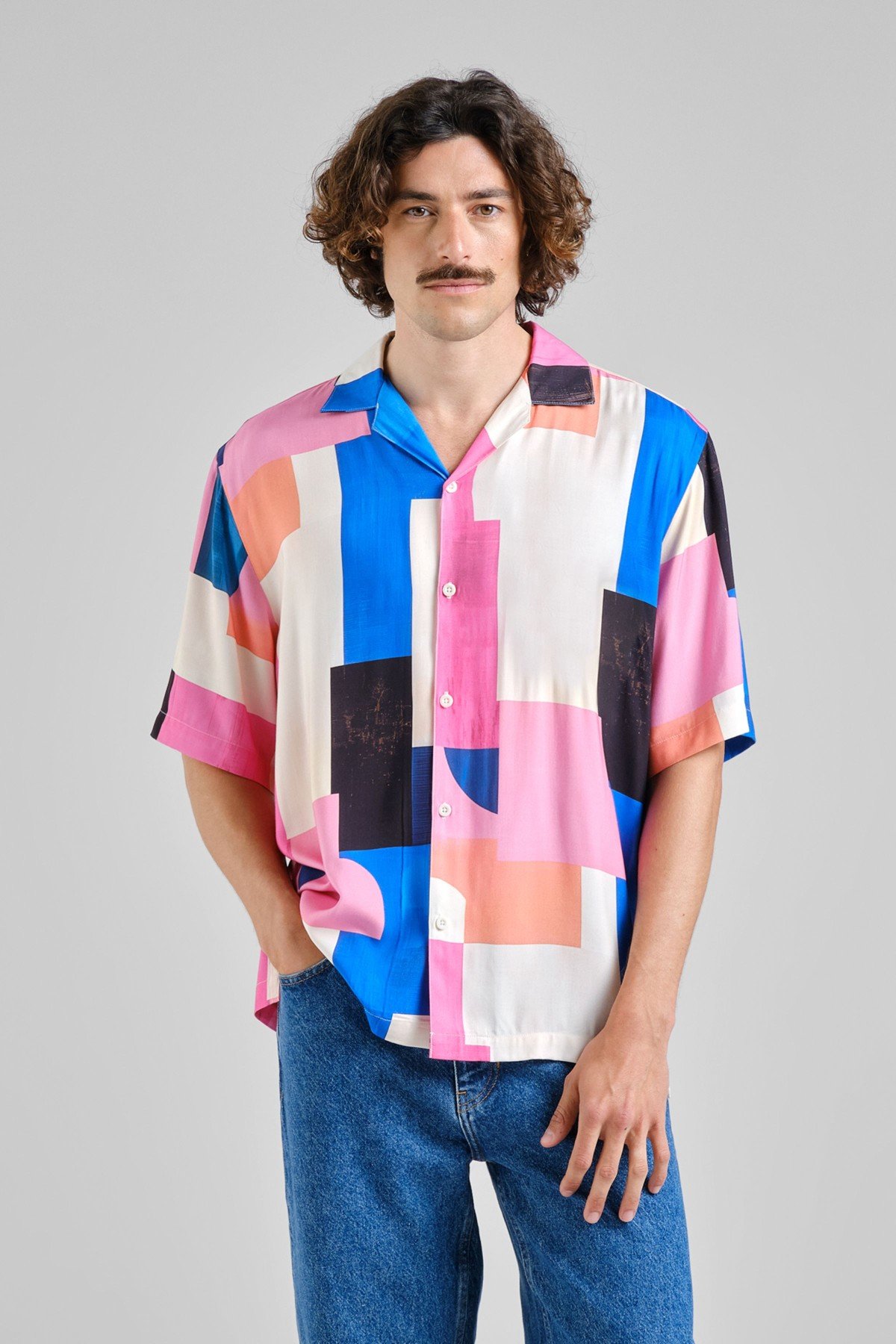 Hemd Marstrand Abstract Block Multi Color Rosa von dedicated