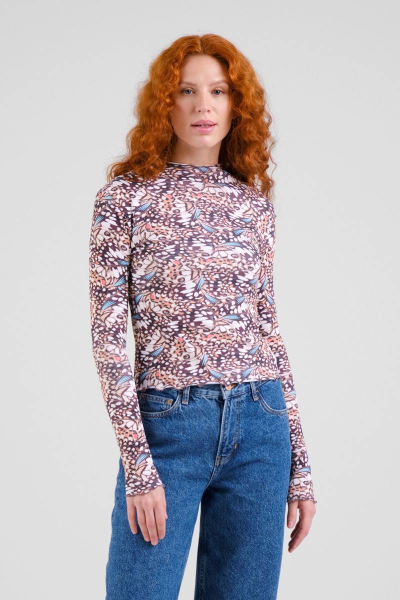 Longsleeve Ryd Rib Butterfly Wings Rosa von dedicated