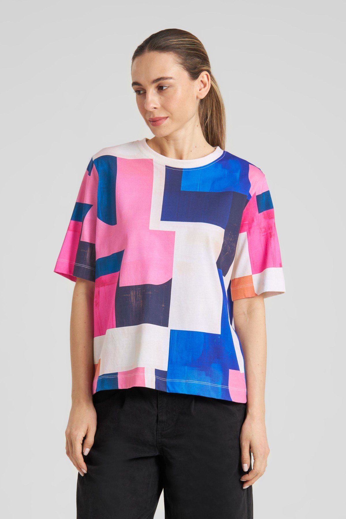 T-Shirt Vadstena Abstract Block Multi Color Rosa von dedicated
