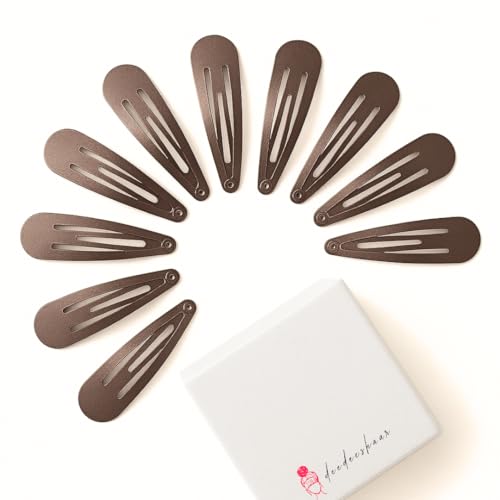 Haarspangen Set für Damen und Mädchen (12 Stück, 5 cm, Braun) inkl. Aufbewahrungsbox von deedeeshaar