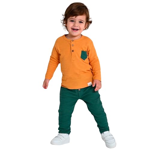 deiko Kinder Jungen Mädchen Unisex Kleidung%100 Baumwolle Outfit Kinder Kleidung Set | 2tlg langärmliges Oberteil und Hose mit Taschen (Navy Blau - 24 von deiko