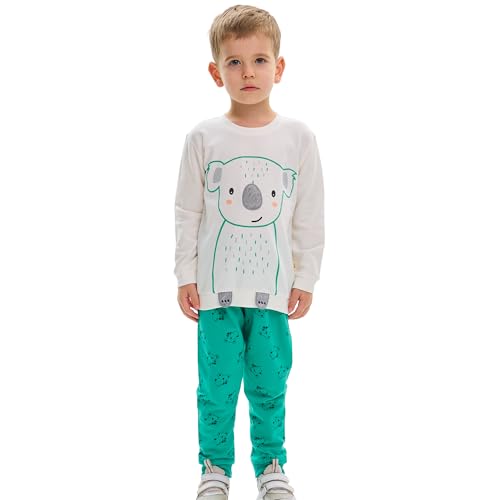 deiko Kinder Jungen Mädchen Unisex Kleidung%100 Baumwolle Outfit Kinder Kleidung Set | 2tlg langärmliges Oberteil und Hose mit Taschen (Türkis von deiko