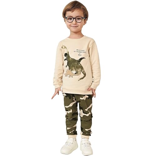 deiko Kinder Jungen Mädchen Unisex Kleidung%100 Baumwolle Outfit Kinder Kleidung Set | 2tlg langärmliges Oberteil und Hose mit Taschen von deiko