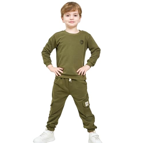 deiko Kinder Jungen Mädchen Unisex Kleidung%100 Baumwolle Outfit Kinder Kleidung Set | 2tlg langärmliges Oberteil und Hose mit Taschen von deiko
