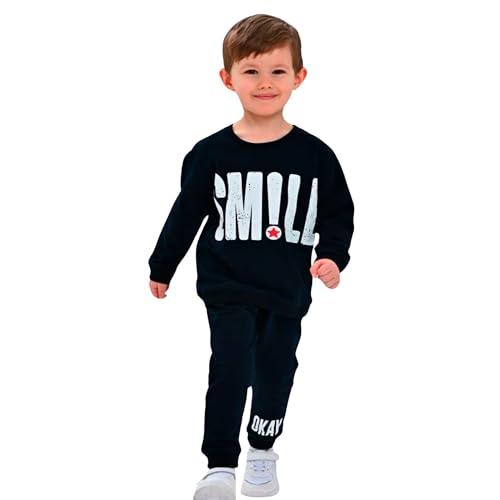 deiko Kinder Jungen Mädchen Unisex Kleidung%100 Baumwolle Outfit Kinder Kleidung Set | 2tlg langärmliges Oberteil und Hose mit Taschen von deiko