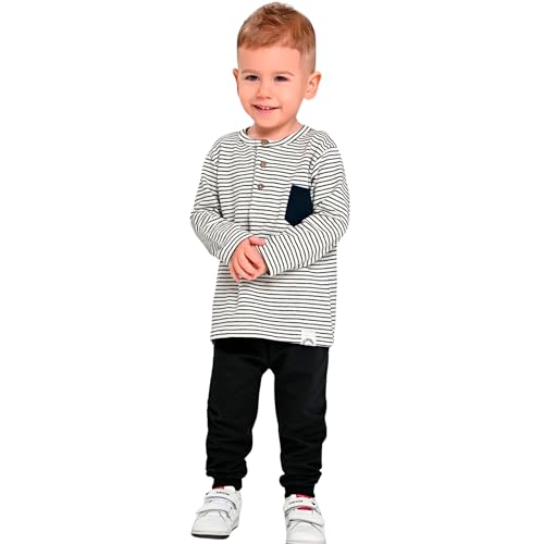 deiko Kinder Jungen Mädchen Unisex Kleidung%100 Baumwolle Outfit Kinder Kleidung Set | 2tlg langärmliges Oberteil und Hose mit Taschen von deiko