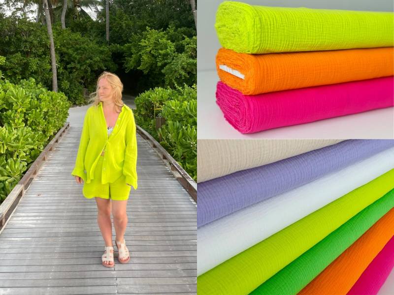 Oversized Musselin Damen Hemd Neon Gelb Orange Fuchsia Leo Herzen Oversized Musselin Damen Hemd Neon Gelb Orange Fuchsia Leo Herzen von deinStoffPaket