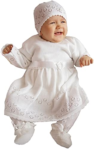 deine-Brautmode Babykleid Taufkleid Strickkleid Festkleid Baby Taufe Kleid gestrickt, ELSA 68 von deine-Brautmode