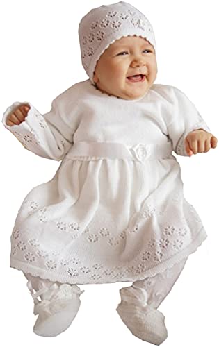 deine-Brautmode Babykleid Taufkleid Strickkleid Festkleid Baby Taufe Kleid gestrickt, ELSA 74 von deine-Brautmode