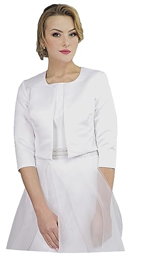 Bolero Braut Brautbolero Hochzeit Jacke Brautjacke Hochzeitsjacke 3/4 Ärmel (36, Ivory) von deine-Brautmode