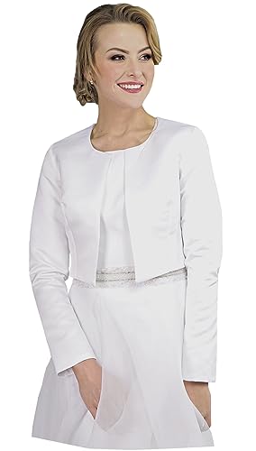 Bolero Braut Brautbolero Hochzeit Jacke Brautjacke Hochzeitsjacke lang Arm (40, Ivory) von deine-Brautmode